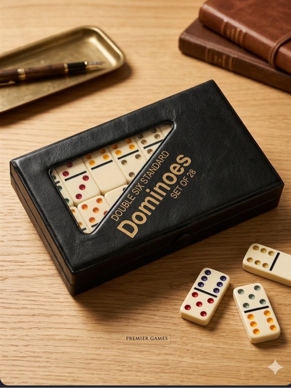 Double Six Standard Dominoes Set of 28 - Black Case